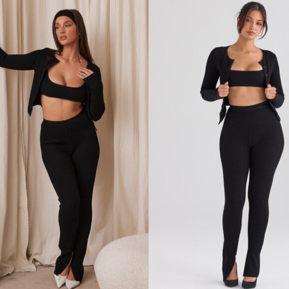 House of CB 'Mitzi' & 'Mitcha' Black Ribbed Set NWOT - Picture 1 of 8
